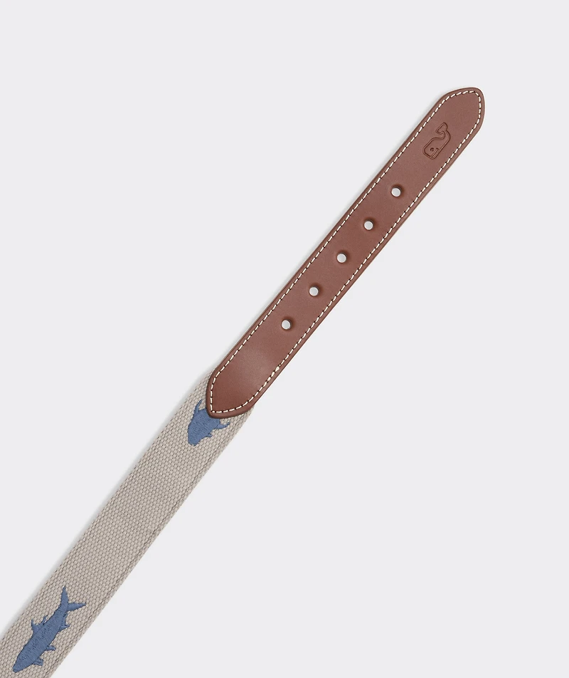 Multi-Fish Embroidered Canvas Club Belt