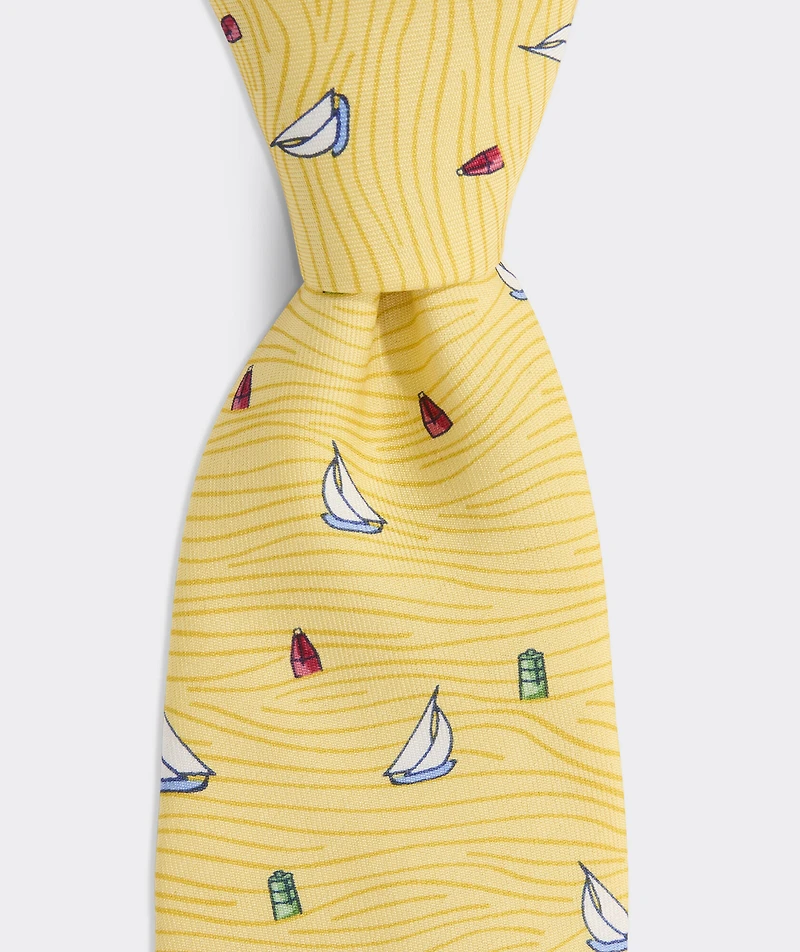 Boys' Sailboat Waves Silk Tie