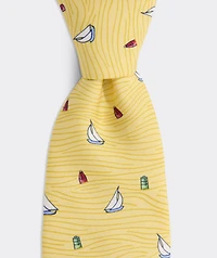 Boys' Sailboat Waves Silk Tie