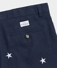 9 Inch Embroidered Linen Breaker Shorts