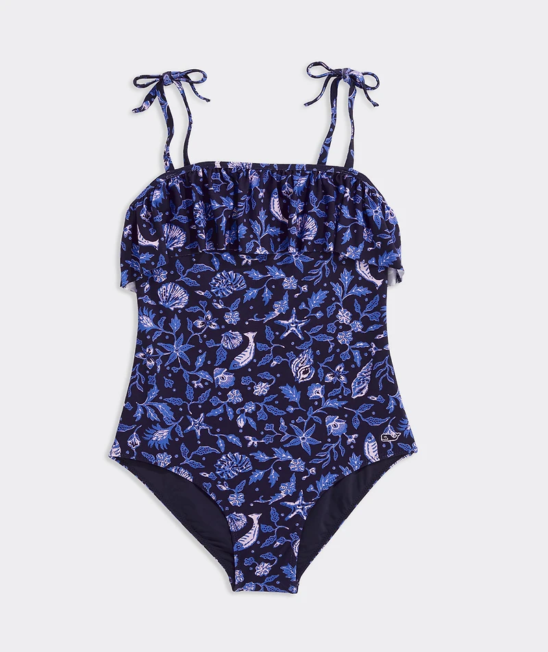 Girls' Ruffle High Neck One-Piece