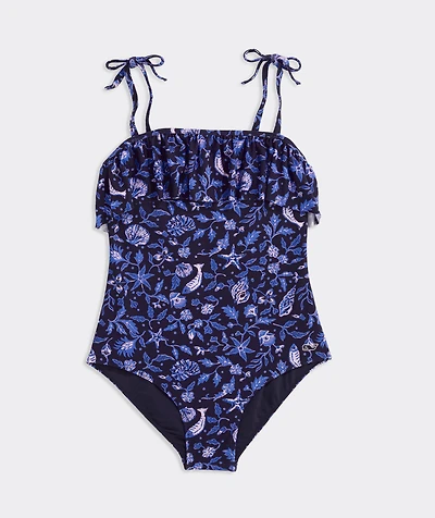 Girls' Ruffle High Neck One-Piece