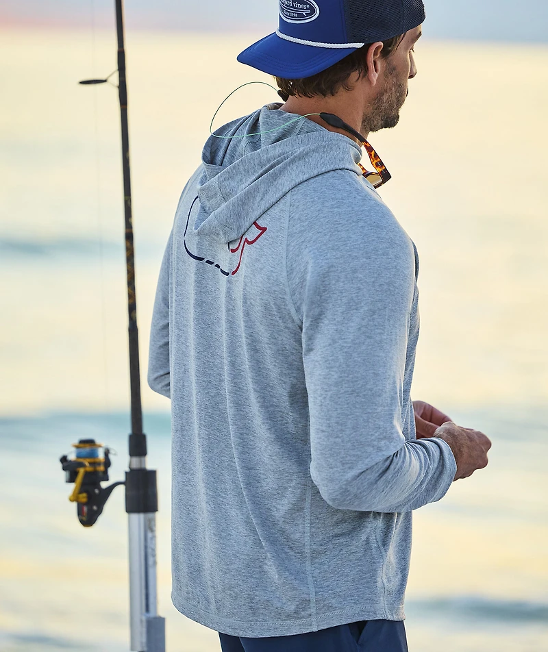 On-The-Go Whale Outline Long-Sleeve Harbor Performance Hoodie Tee