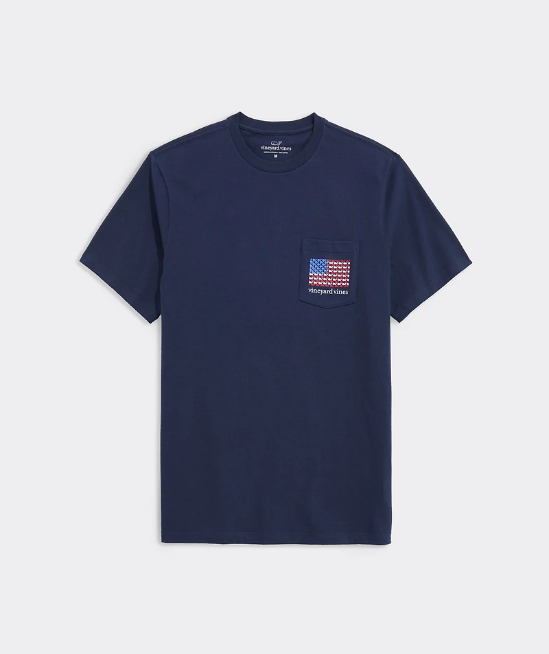 Micro Whale American Flag Short-Sleeve Pocket Tee