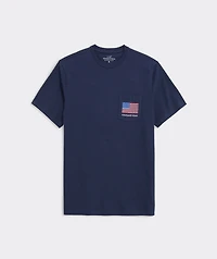 Micro Whale American Flag Short-Sleeve Pocket Tee