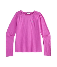 OUTLET Girls' Long-Sleeve Smocked Slub Tee
