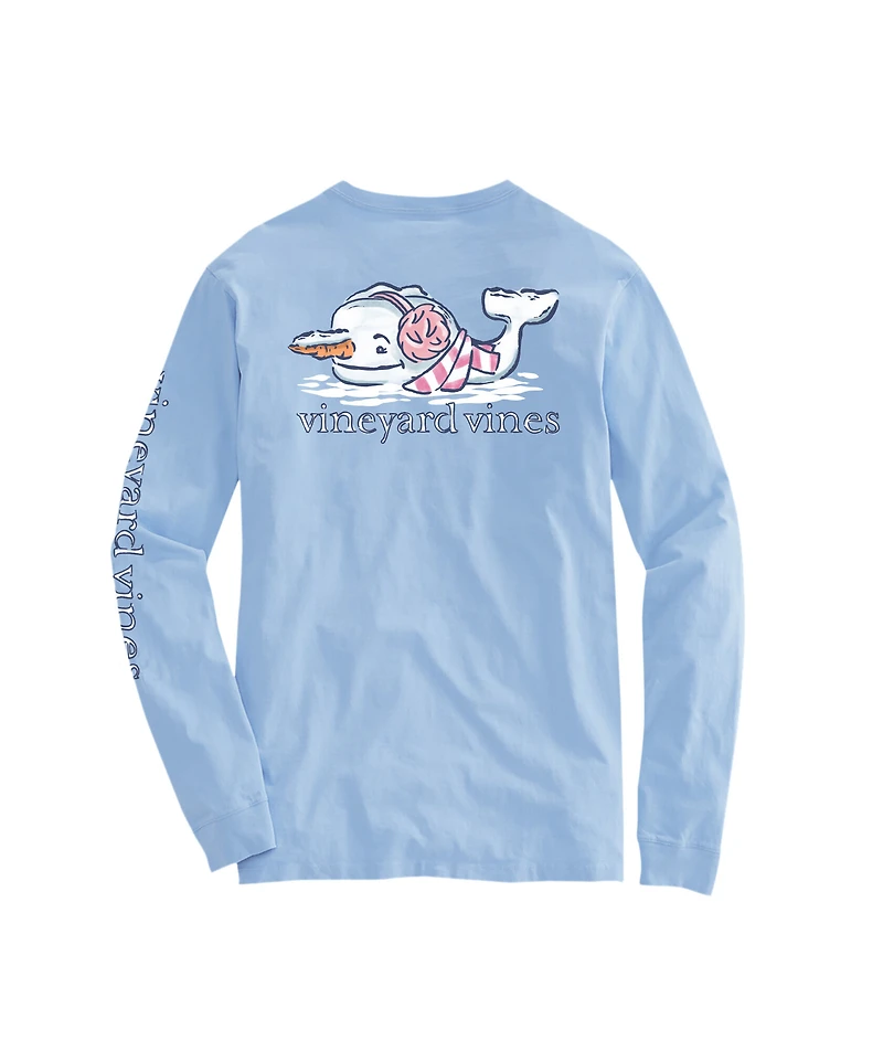 OUTLET Women's Watercolor Snowman Whale Long-Sleeve Pocket Tee