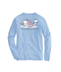 OUTLET Women's Watercolor Snowman Whale Long-Sleeve Pocket Tee