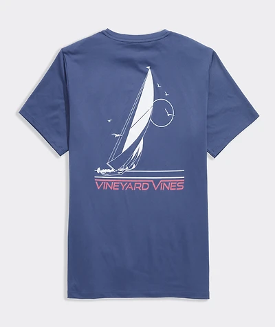Retro Sailboat Short-Sleeve Performance Harbor Tee
