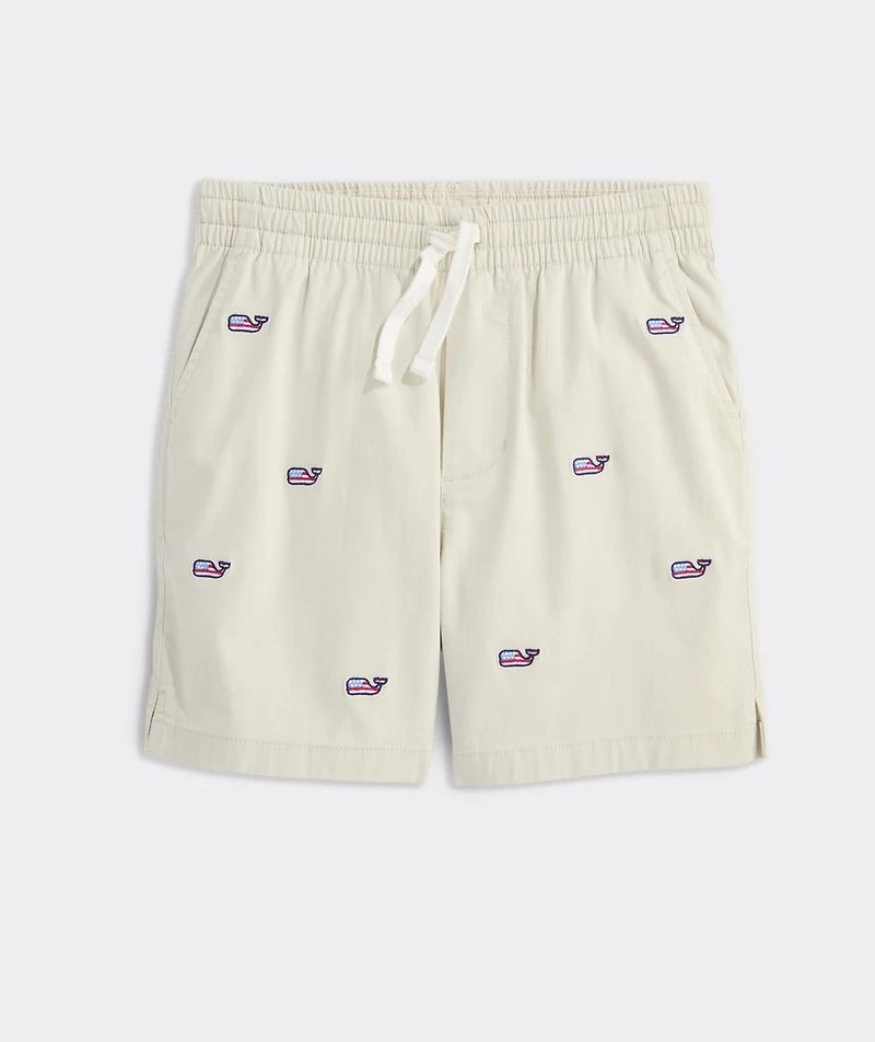 Boys' Americana Embroidered Pull-On Chino Shorts