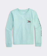 Girls' Soccer Whale Long-Sleeve Pocket Tee