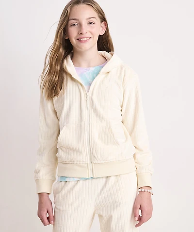 Girls' Velour Full-Zip Hoodie