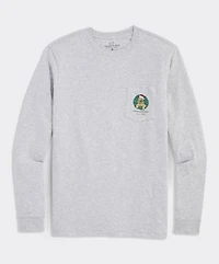 Golden Retriever Wreath Long-Sleeve Pocket Tee