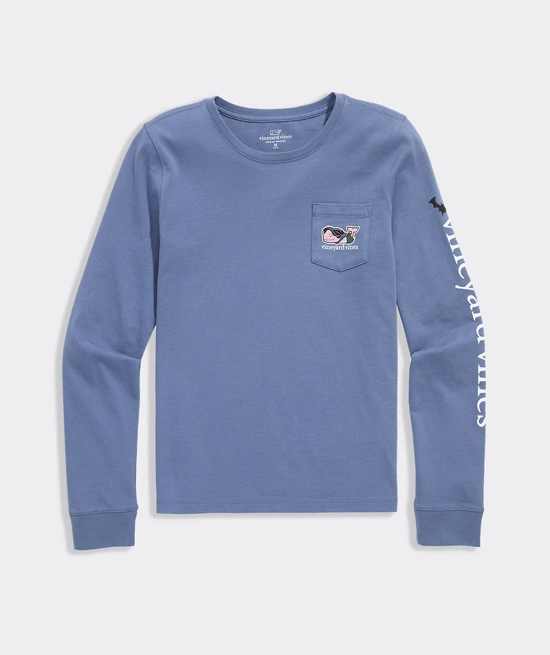Girls' Glitter Vampire Whale Long-Sleeve Pocket Tee