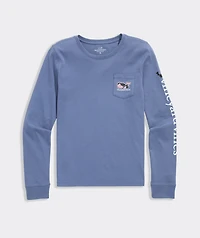 Girls' Glitter Vampire Whale Long-Sleeve Pocket Tee