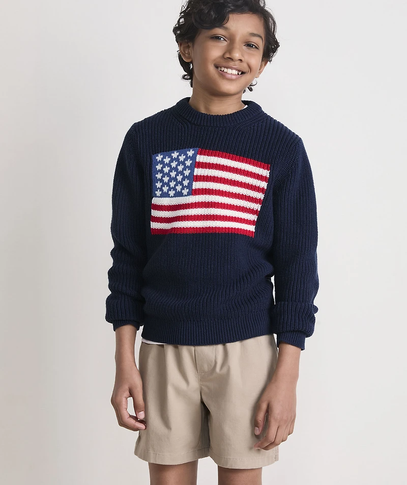 Boys' American Flag Crewneck Sweater
