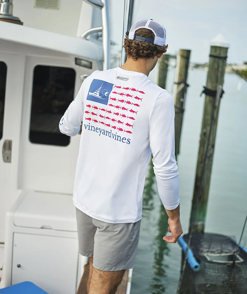 USA Sportfisher Flag Long-Sleeve Harbor Performance Tee