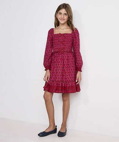 Girls' Lena Smocked Bow Dress