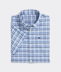 Boys' Road Town Tattersall Performance Cotton Short-Sleeve Shirt