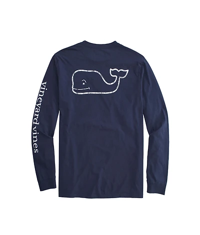 Outlet Long-Seeve Vintage Whale Graphic T-Shirt