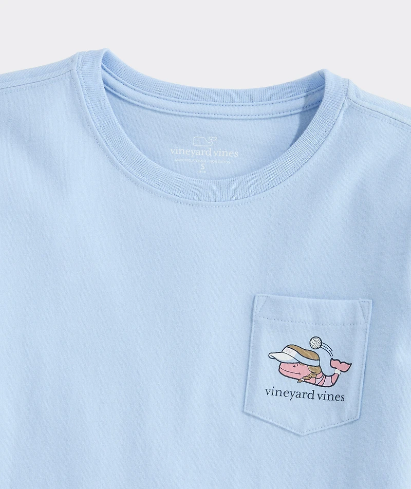 Girls' Beach Volleyball Whale Short-Sleeve Pocket Tee