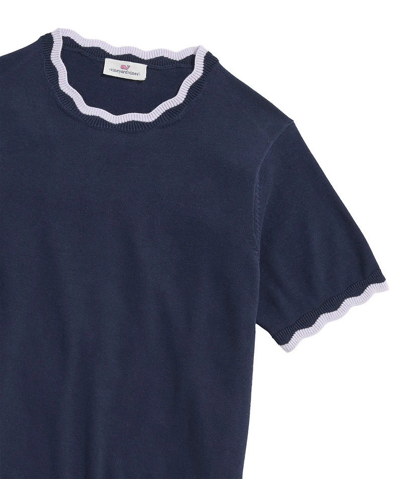 OUTLET Women's Scallop Short-Sleeve Sweater