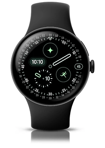 Google Pixel Watch 4 Matte Black Aluminium Case/Obsidian Active Band