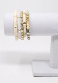 Beaded Disc Stretch Bracelet 5 Pk
