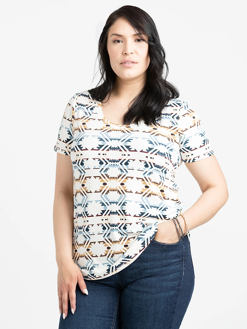 Women's Geometric Scoop Neck Tee