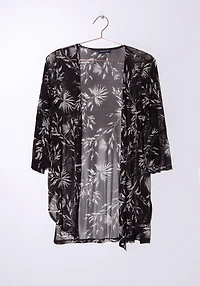 Women's Leaf Print Mesh Cardigan