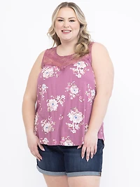 Women's Floral Lace Neck Tank