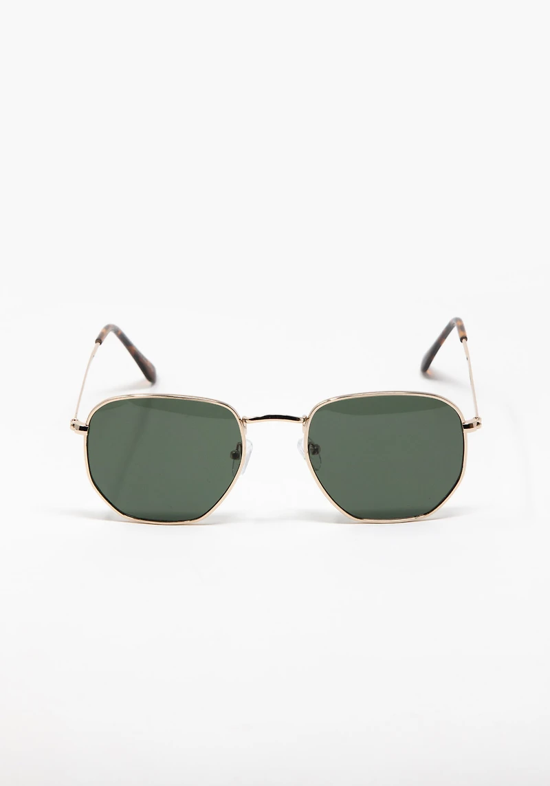 Men's Hexagonal Aviator Sunglasses