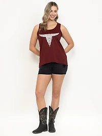 Women's Bull Skull Racerback Tank