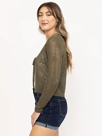 Women's Daisy Stitch Tie Front Cardigan