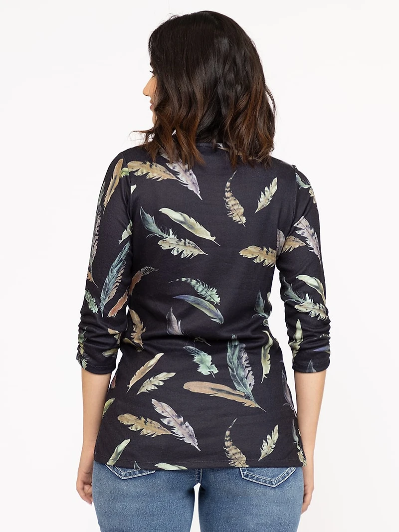 Women's Feather Side Button Top