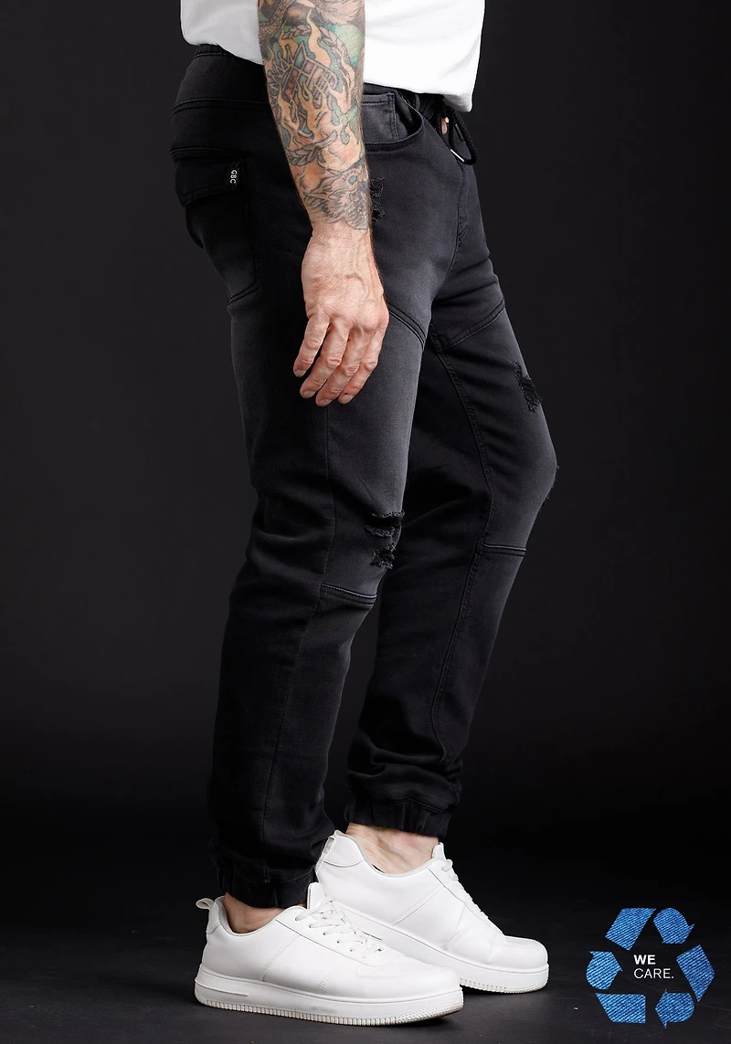 Men's Destroyed Knit Denim Jogger