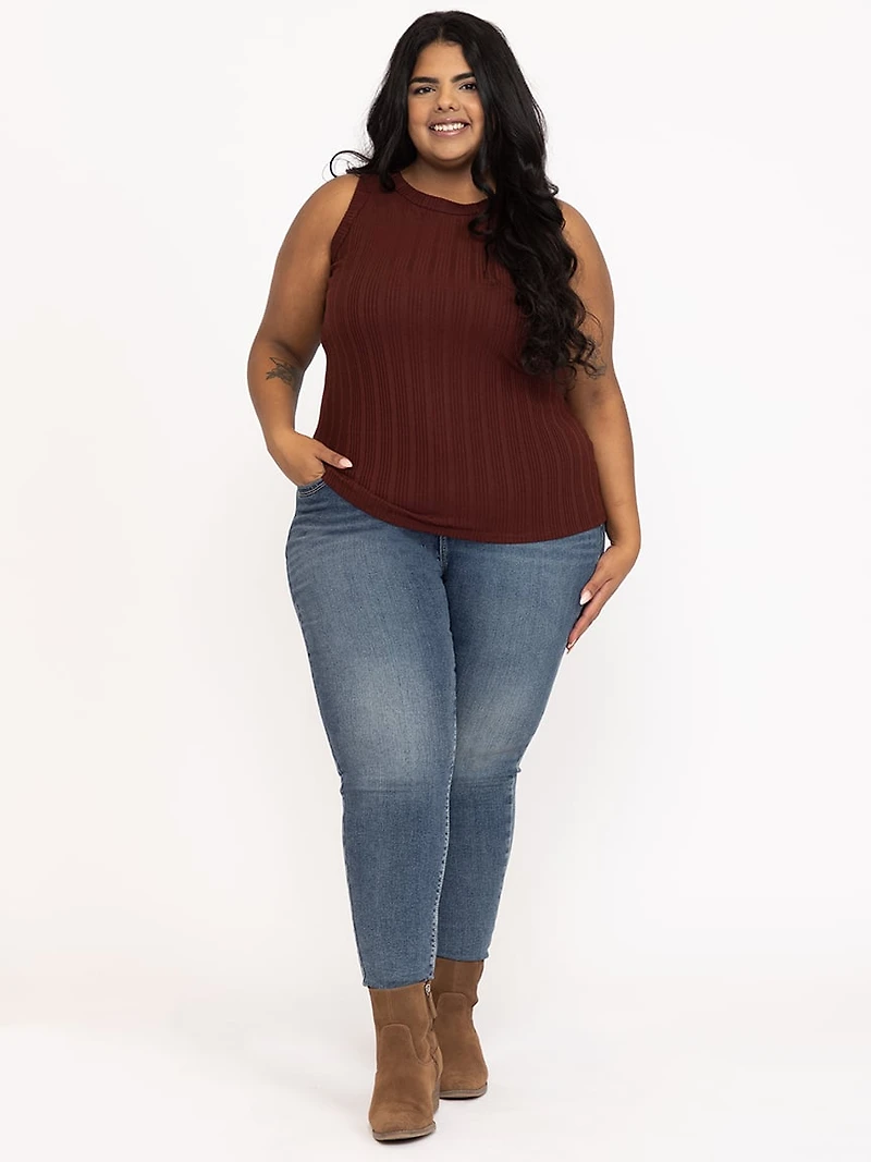 Women's Rib Variegated Crew Neck Tank
