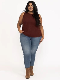 Women's Rib Variegated Crew Neck Tank