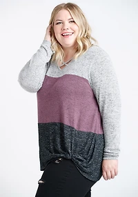 Women's Colour Block Twist Hem Top