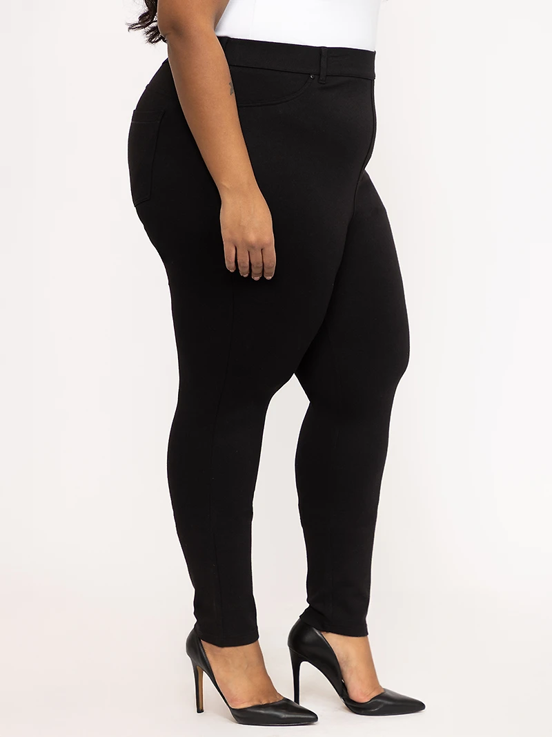 Women's Black 4 Pocket Pull-on Ponte Skinny Pant