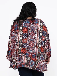 Women's Geometric Ruffle Cardigan