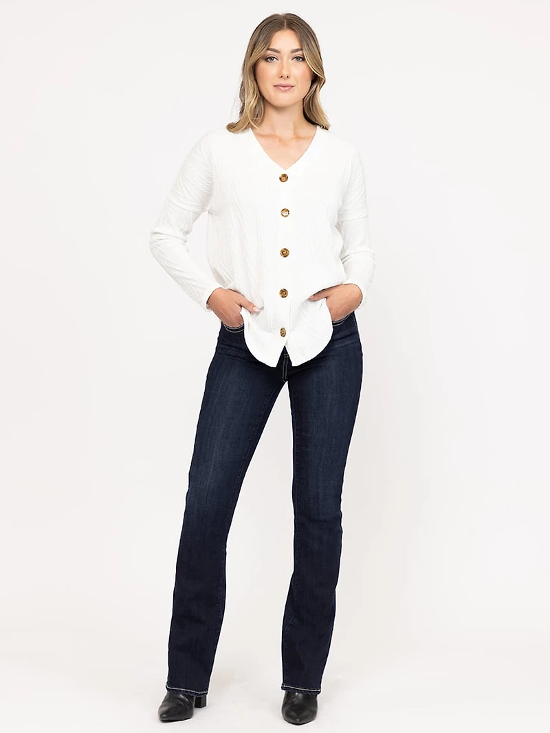 Women's Dark Wash Embellished Baby Boot Jeans