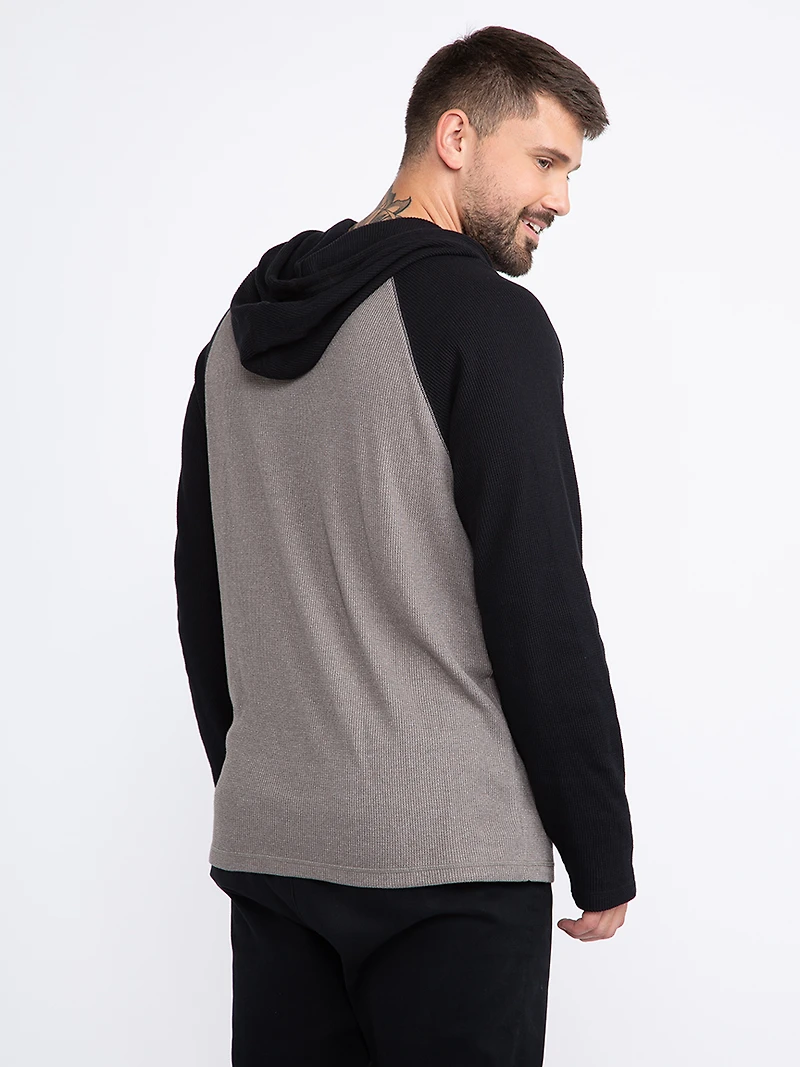 Men's Hooded Waffle Henley Shirt