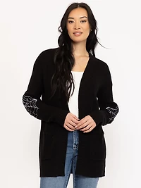 Women's Ribbed Cardigan With Embroidery