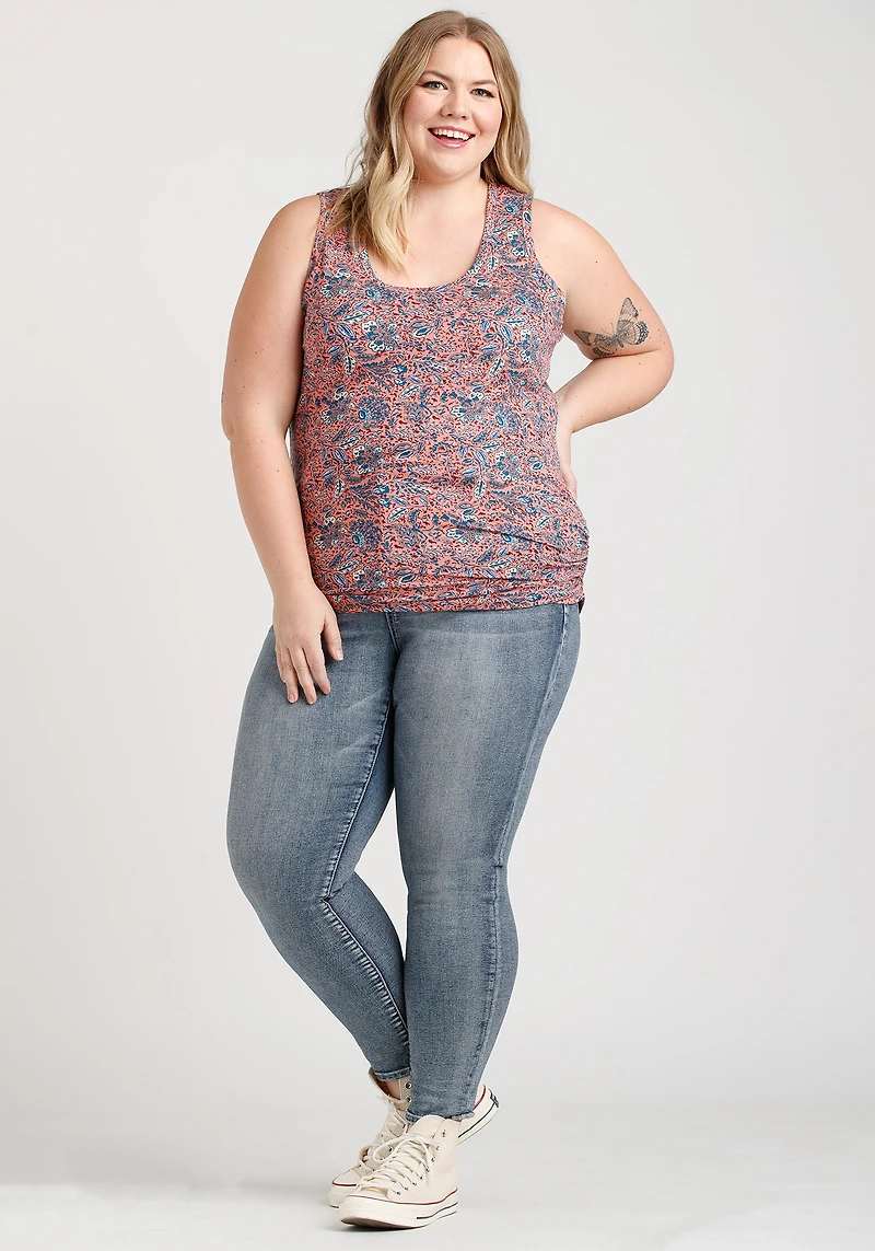 Women's Floral Side Ruched Tank