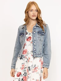 Women's Light Wash Fitted Denim Jacket