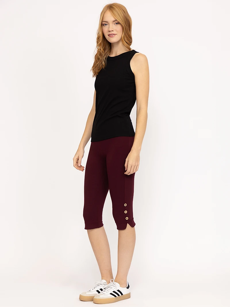 Women's Side Button Capri Legging