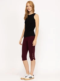 Women's Side Button Capri Legging