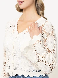 Women's Crochet Button Front Cardigan