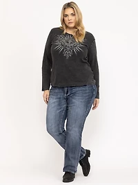 Women's Washed Rib Ornate Heart Tee